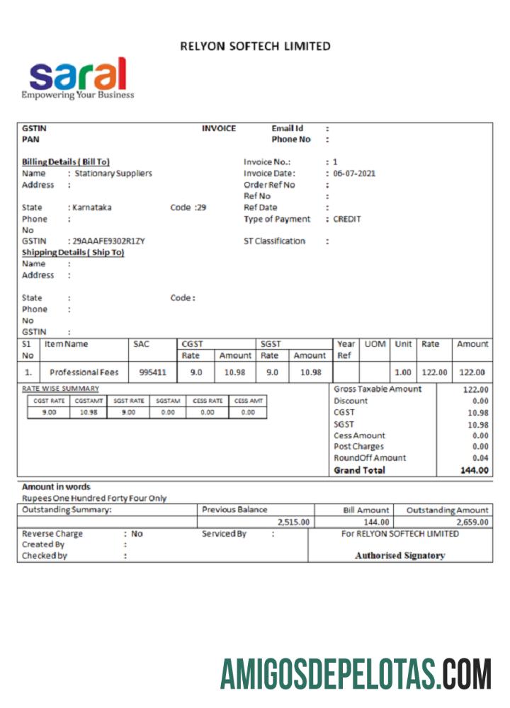 Fatura da Missão de Tecnologia de Altimetria da Cooperativa Saral da Índia modelo